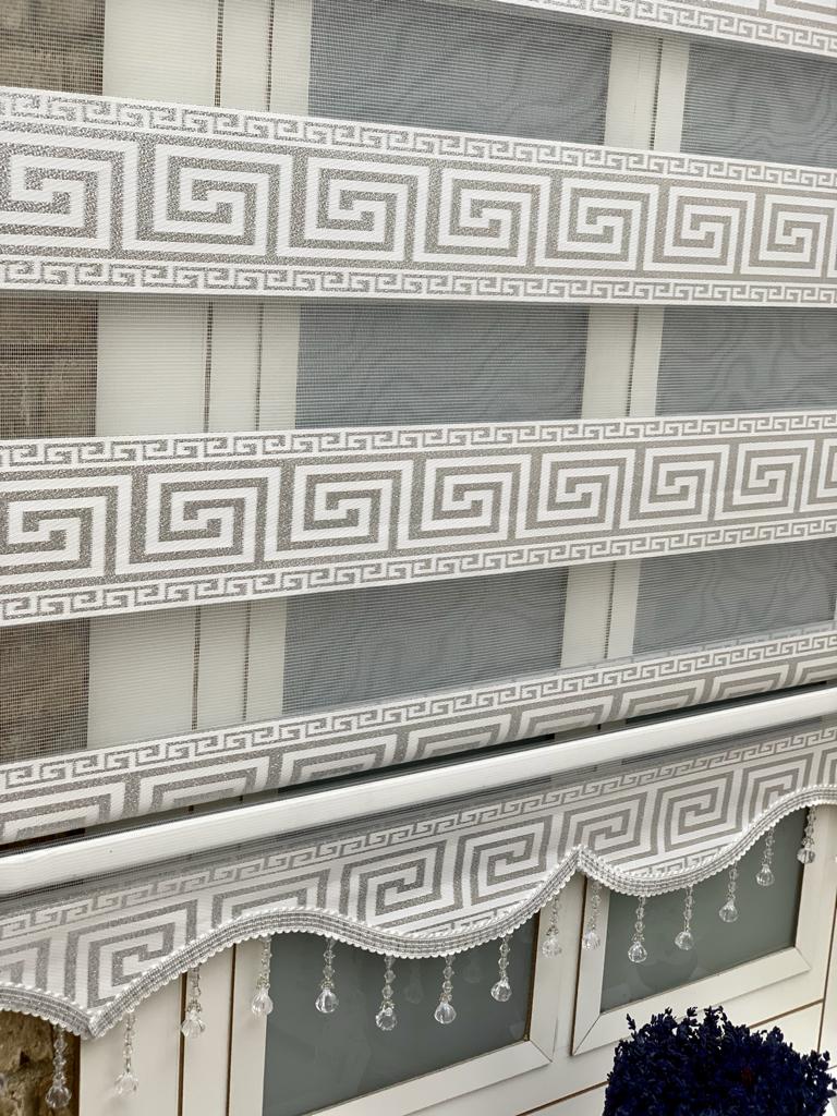 Versace Desen Zebra Perde Gümüş Simli 570 V01